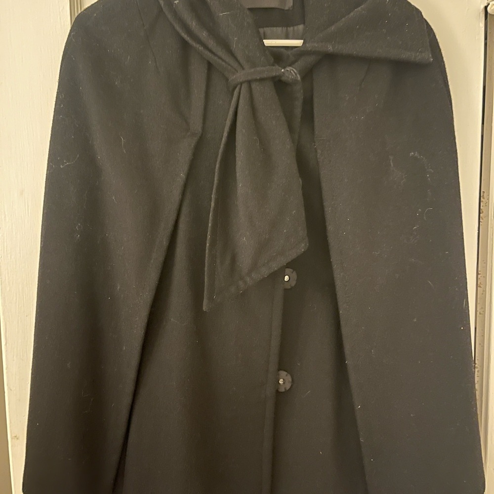 Tahari Black Cape with Bow Detail